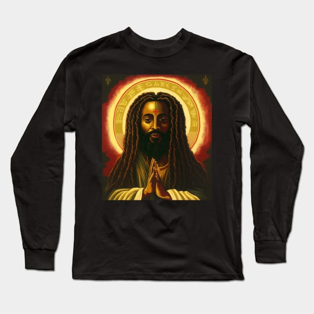 Afro African, Jesus Rasta Style, Jah Long Sleeve T-Shirt by dukito